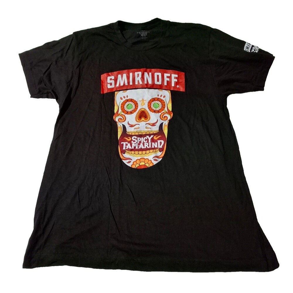 Smirnoff Vodka Skull Dia De Los Muertes Spicy Tamarind Shirt Black L Mexico